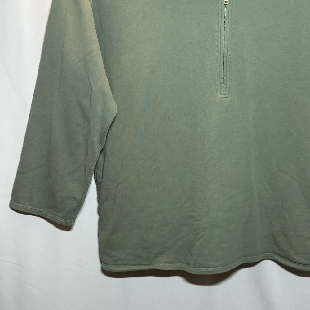 J. Crew University Terry Half Zip Tunic Pull Over Sage Sweatshirt Men’s Size XL